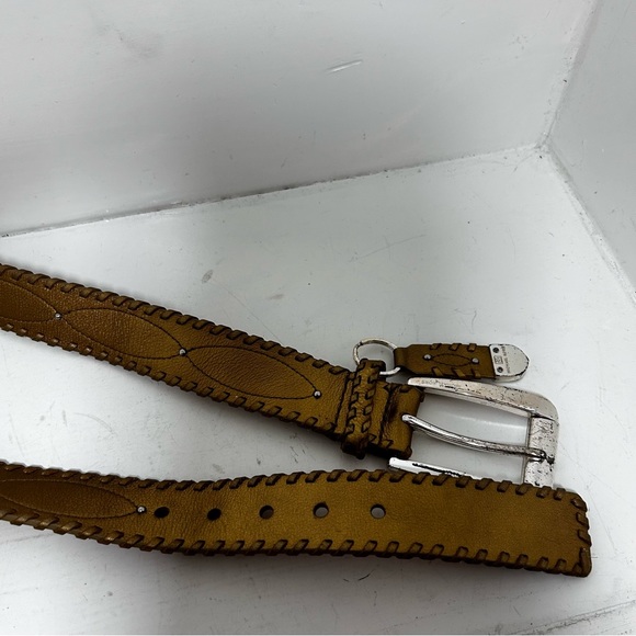 Michael Kors Gold Genuine Leather Silver Buckle belt Studded with key ring - Picture 10 of 12